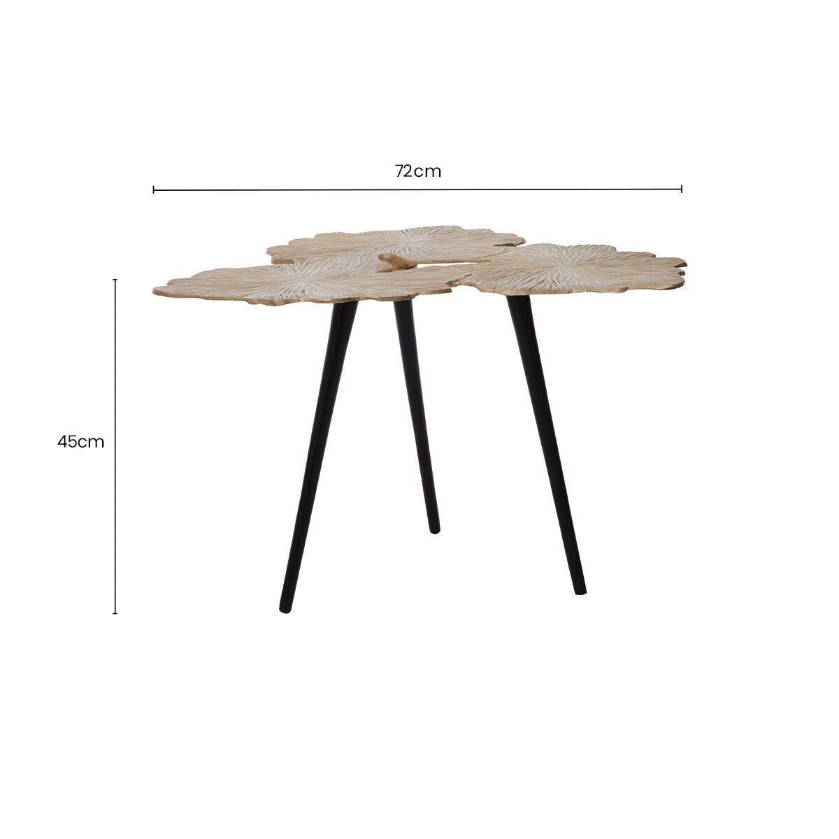 Gold Finish Gingko Large Side Table