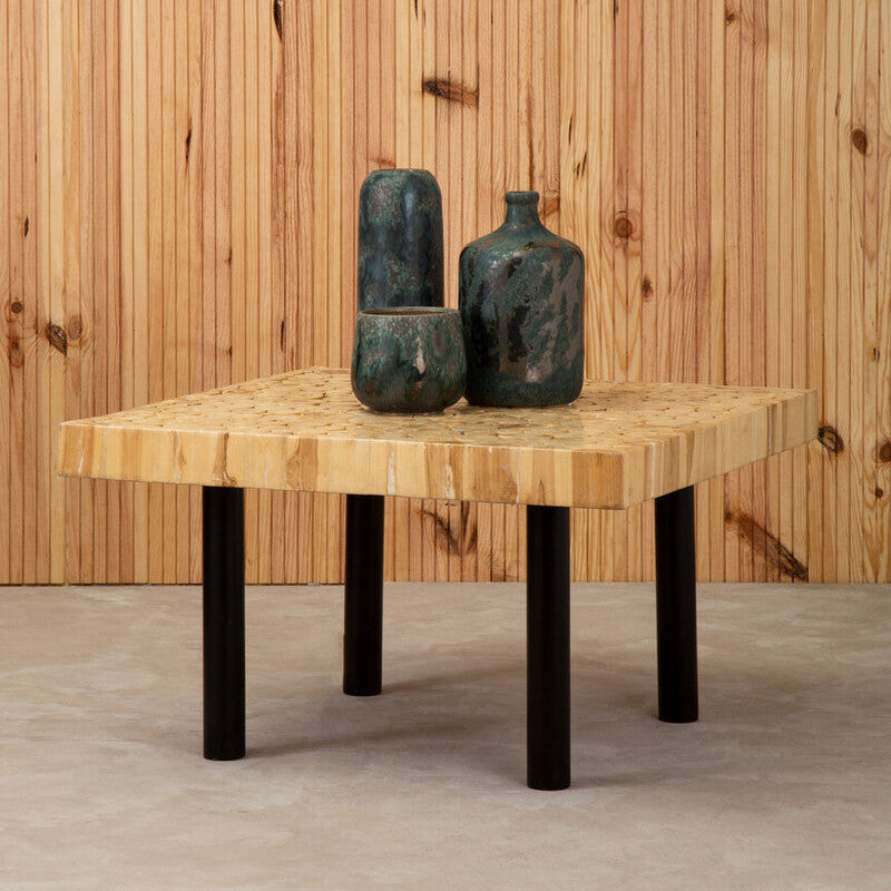 Teak Wood Mosaic Square Coffee Table