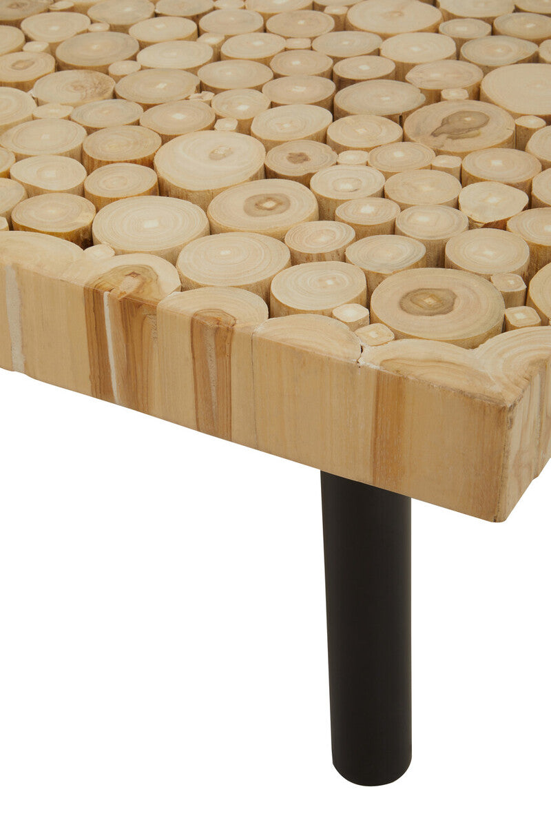 Teak Wood Mosaic Square Coffee Table