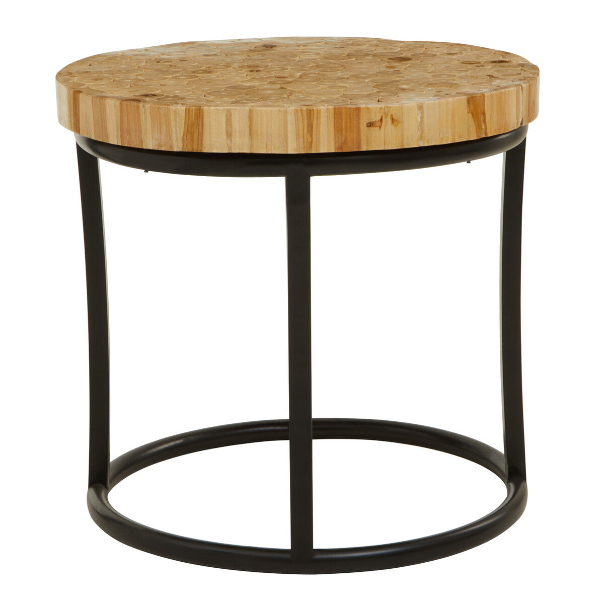 Teak Wood Mosaic Round Coffee Table