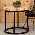 Teak Wood Mosaic Round Coffee Table