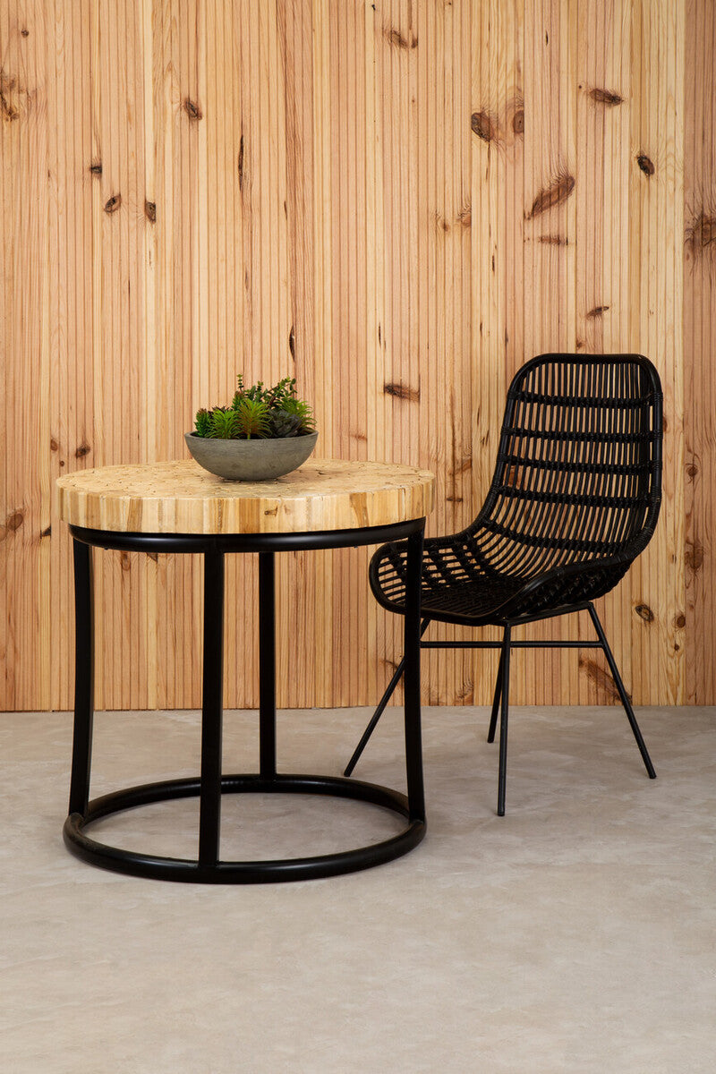 Teak Wood Mosaic Round Coffee Table
