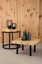 Teak Wood Mosaic Round Coffee Table
