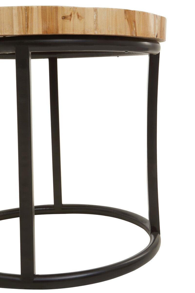 Teak Wood Mosaic Round Coffee Table