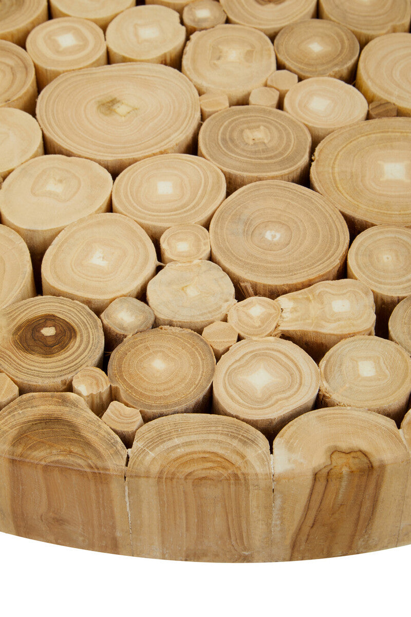 Teak Wood Mosaic Round Coffee Table