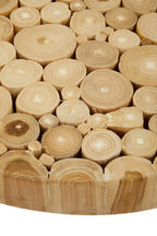 Teak Wood Mosaic Round Coffee Table