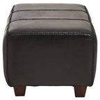 Black Leather and Teak Wood Bench