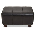 Black Leather and Teak Wood Bench