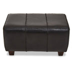 Black Leather and Teak Wood Bench