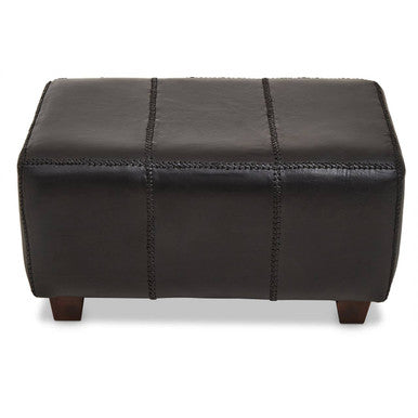Black Leather and Teak Wood Bench