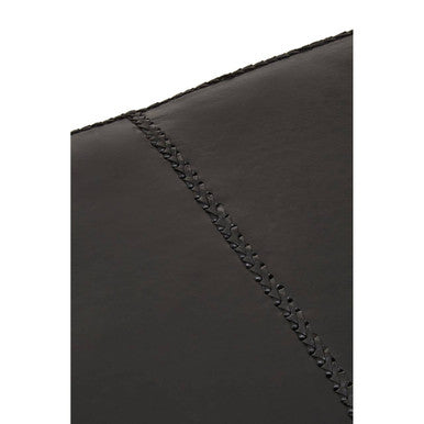 Black Leather and Teak Wood Bench