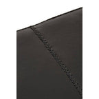 Black Leather and Teak Wood Bench