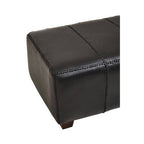 Black Leather and Teak Wood Bench