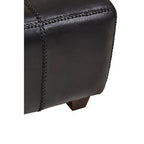 Black Leather and Teak Wood Bench
