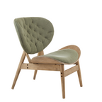 Green Velvet Chair with Grey Elm Wood Frame