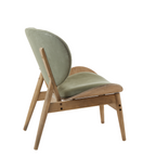 Green Velvet Chair with Grey Elm Wood Frame