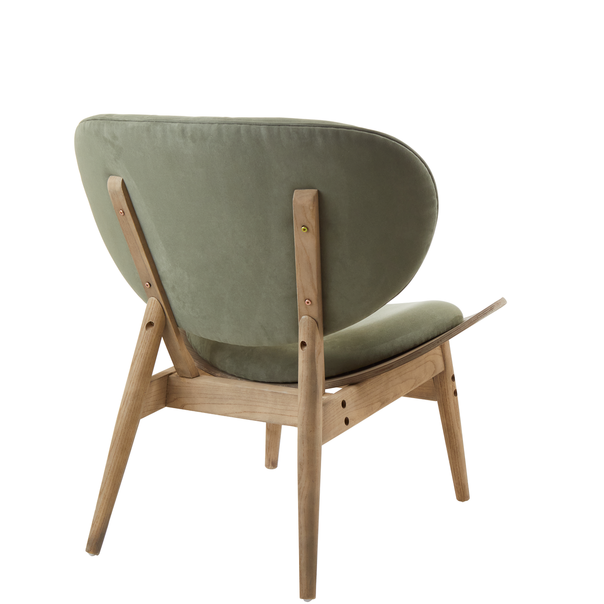 Green Velvet Chair with Grey Elm Wood Frame