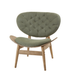 Green Velvet Chair with Grey Elm Wood Frame