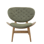 Green Velvet Chair with Grey Elm Wood Frame