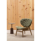 Green Velvet Chair with Grey Elm Wood Frame