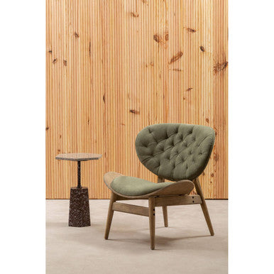 Green Velvet Chair with Grey Elm Wood Frame