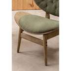 Green Velvet Chair with Grey Elm Wood Frame