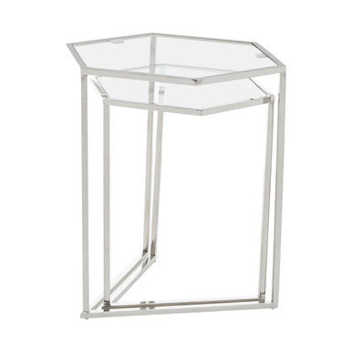 Silver Finish Set of 2 Hexagonal Nesting Tables
