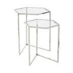 Silver Finish Set of 2 Hexagonal Nesting Tables