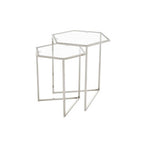 Silver Finish Set of 2 Hexagonal Nesting Tables