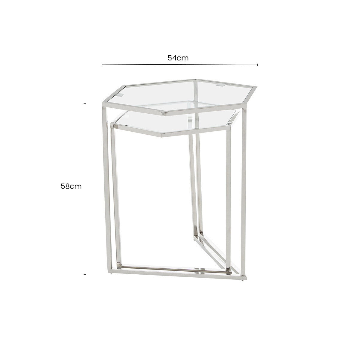 Silver Finish Set of 2 Hexagonal Nesting Tables