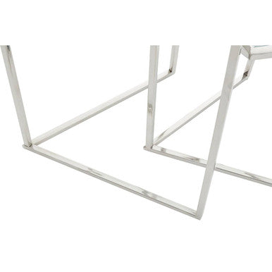 Silver Finish Set of 2 Hexagonal Nesting Tables