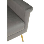 Grey Velvet Armchair with Gold Finish Metal Legs