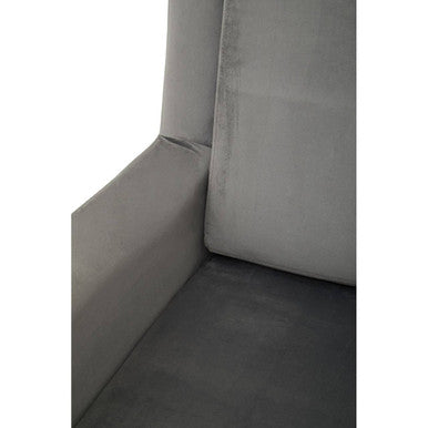 Grey Velvet Armchair with Gold Finish Metal Legs