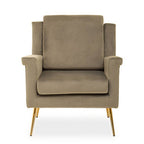 Mink Velvet Armchair with Gold Finish Metal Legs