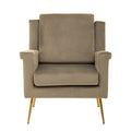 Mink Velvet Armchair with Gold Finish Metal Legs