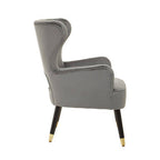 Grey Velvet Wingback Armchair with Channel Tufting