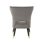 Grey Velvet Wingback Armchair with Channel Tufting