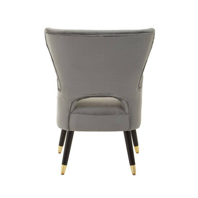 Grey Velvet Wingback Armchair with Channel Tufting