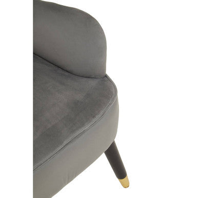 Grey Velvet Wingback Armchair with Channel Tufting