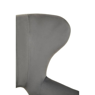Grey Velvet Wingback Armchair with Channel Tufting