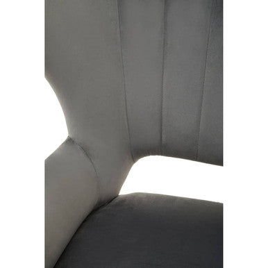 Grey Velvet Wingback Armchair with Channel Tufting