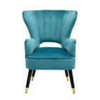 Green Velvet Wingback Armchair with Channel Tufting