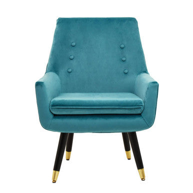Green Velvet Armchair with Button Tufting