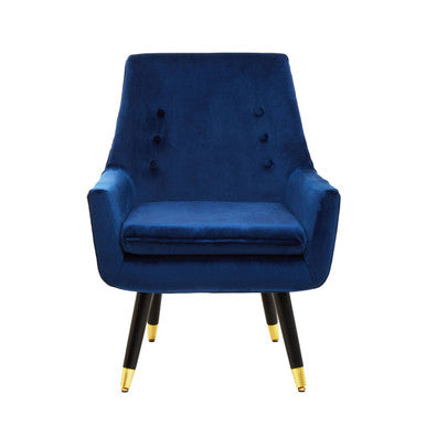 Midnight Blue Velvet Armchair with Button Tufting