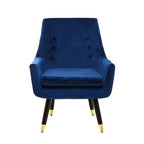 Midnight Blue Velvet Armchair with Button Tufting