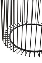 Black Metal and Glass Round Side Table with Cage Design