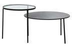 Clear Glass and Black Finish 2 Tier Coffee Table