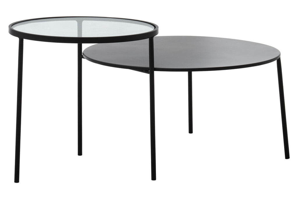 Clear Glass and Black Finish 2 Tier Coffee Table