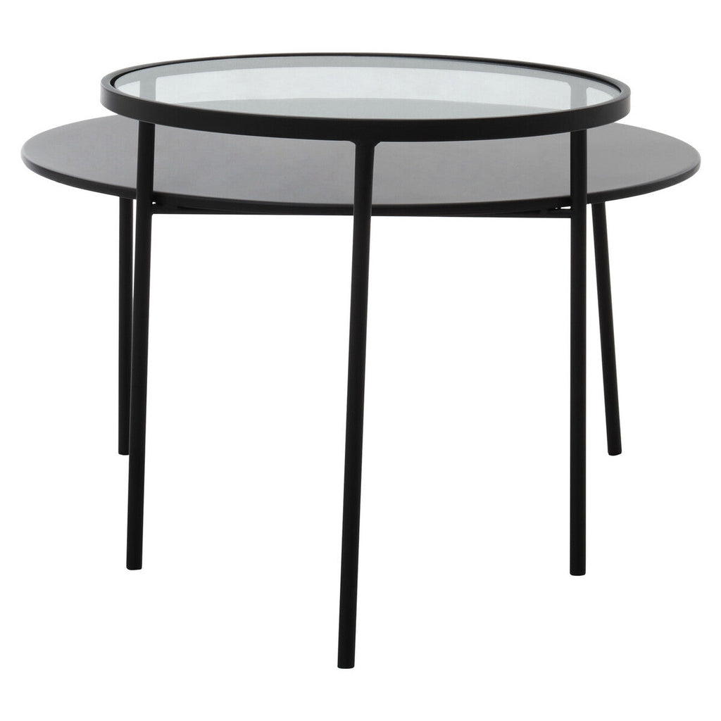 Clear Glass and Black Finish 2 Tier Coffee Table