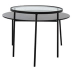 Clear Glass and Black Finish 2 Tier Coffee Table